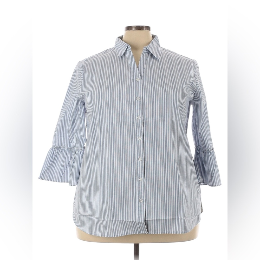 Chico’s Bell Sleeve Striped Blouse 4 (XXL)